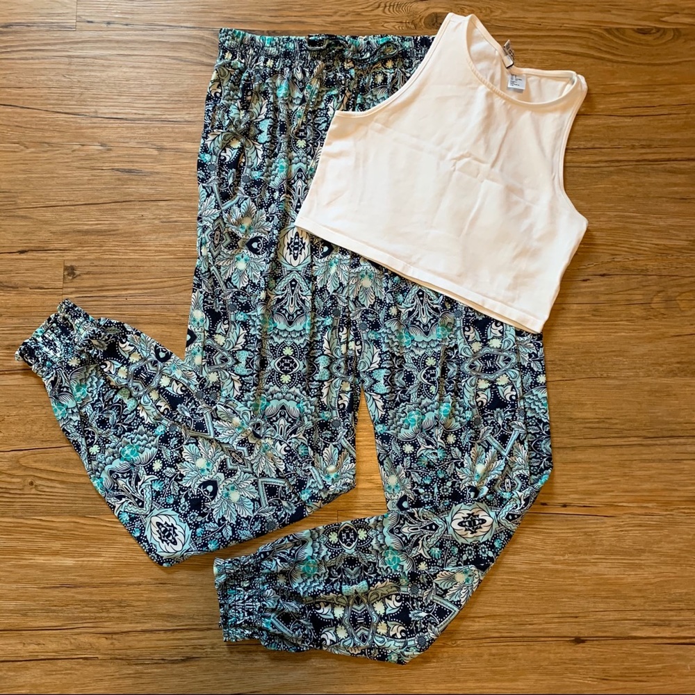 Blue Pattern Jogger Pants